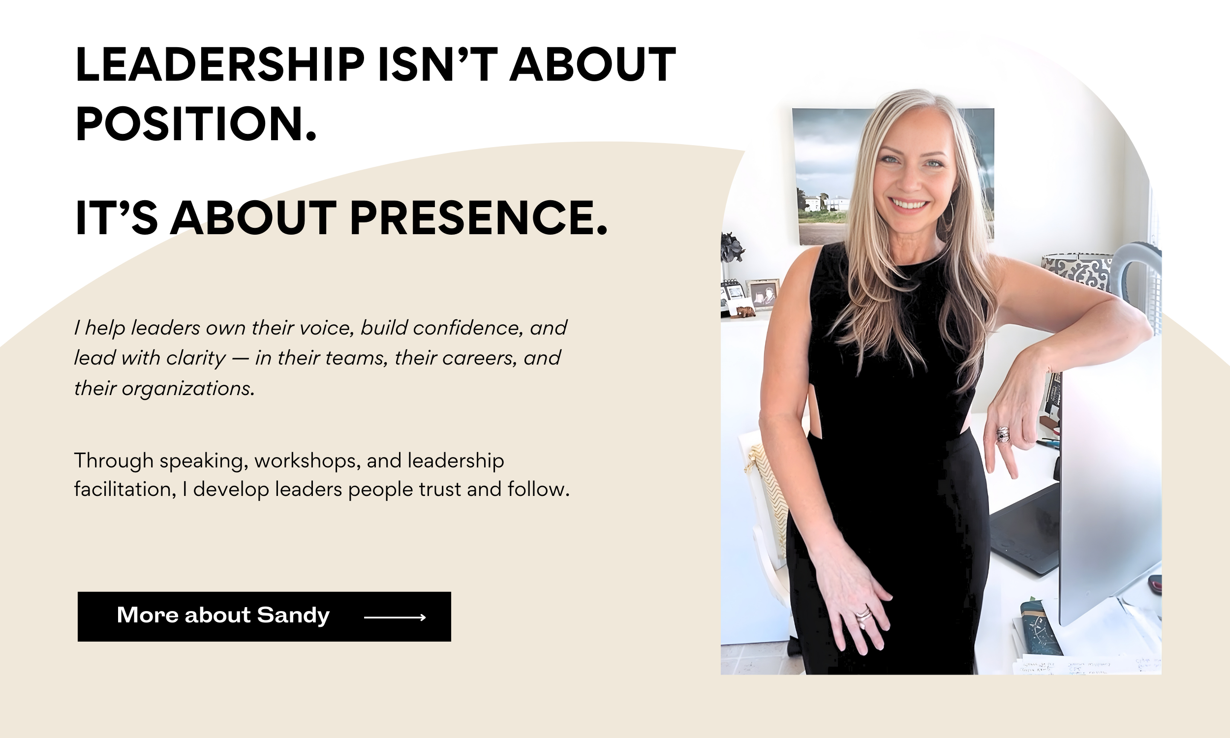 Sandy Adams leadership speaker helping leaders own their voice, build confidence, and lead with presence