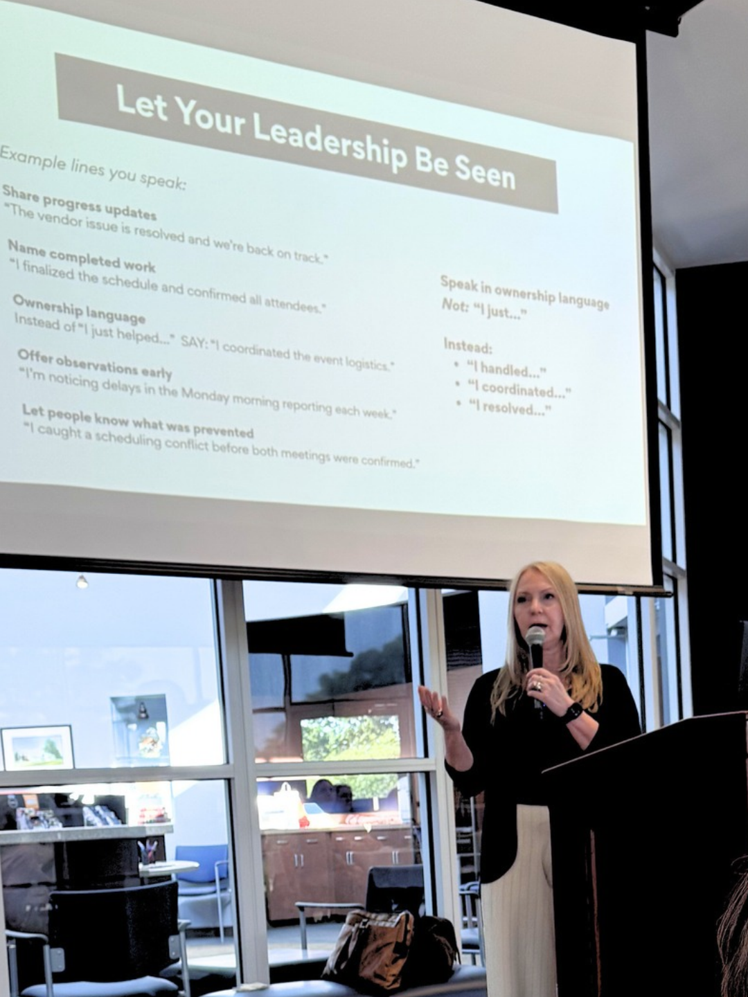 Sandy Adams presenting The Power Behind the Scenes leadership program at the Dyersburg State Community College Administrative Professionals Conference
